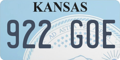 KS license plate 922GOE