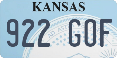 KS license plate 922GOF