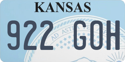 KS license plate 922GOH