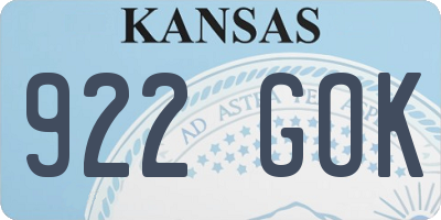 KS license plate 922GOK