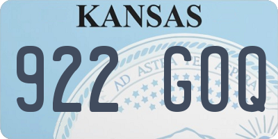 KS license plate 922GOQ