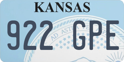 KS license plate 922GPE