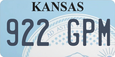 KS license plate 922GPM