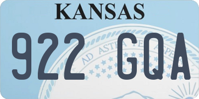 KS license plate 922GQA