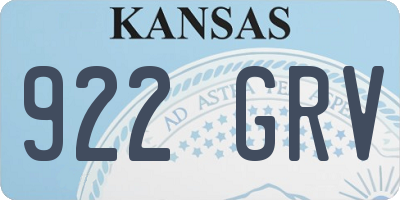 KS license plate 922GRV