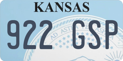 KS license plate 922GSP
