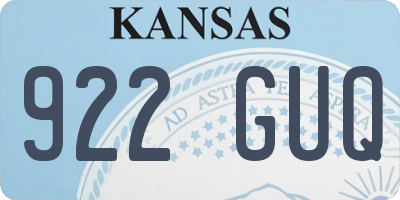 KS license plate 922GUQ