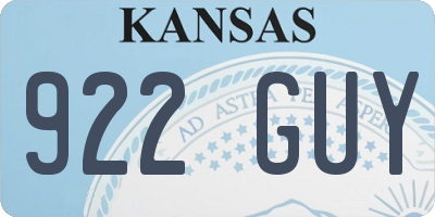 KS license plate 922GUY