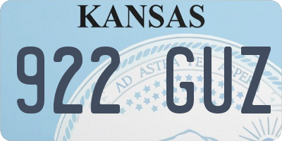 KS license plate 922GUZ