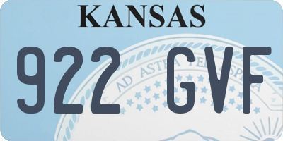 KS license plate 922GVF