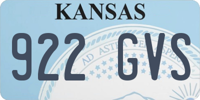 KS license plate 922GVS