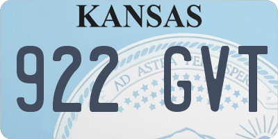 KS license plate 922GVT