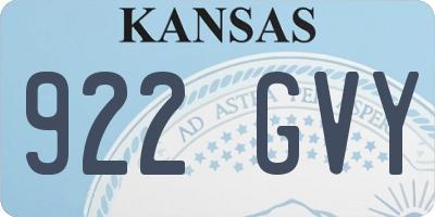 KS license plate 922GVY