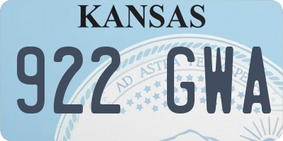 KS license plate 922GWA