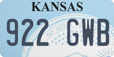 KS license plate 922GWB
