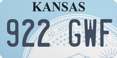KS license plate 922GWF