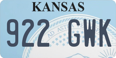 KS license plate 922GWK