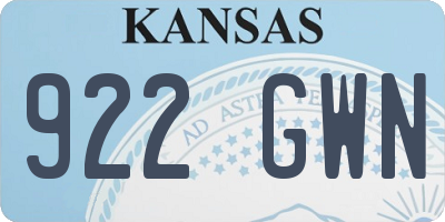 KS license plate 922GWN