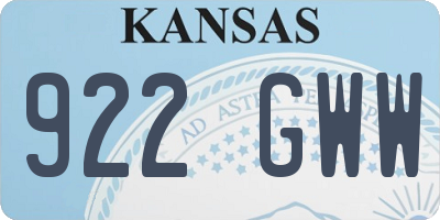KS license plate 922GWW