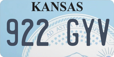 KS license plate 922GYV