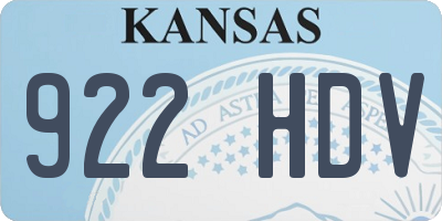 KS license plate 922HDV