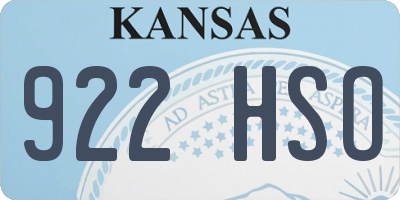 KS license plate 922HSO