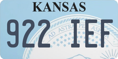 KS license plate 922IEF