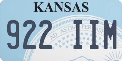 KS license plate 922IIM