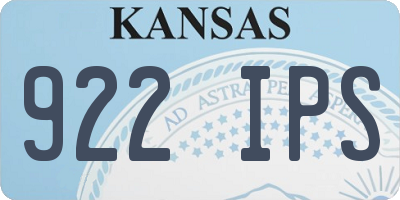 KS license plate 922IPS