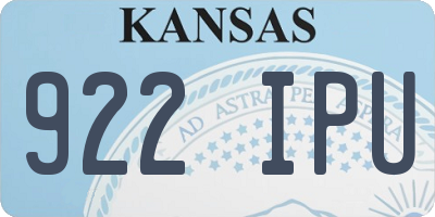 KS license plate 922IPU