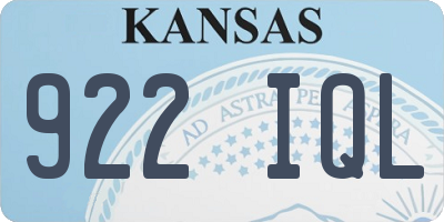 KS license plate 922IQL