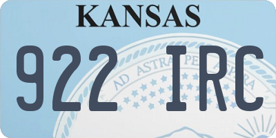 KS license plate 922IRC