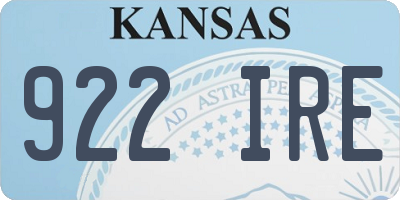 KS license plate 922IRE
