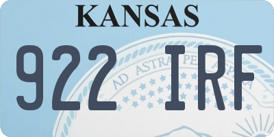KS license plate 922IRF