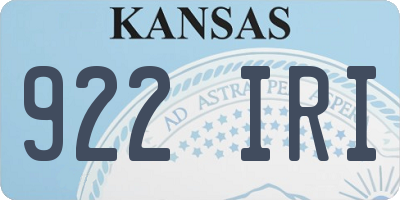 KS license plate 922IRI