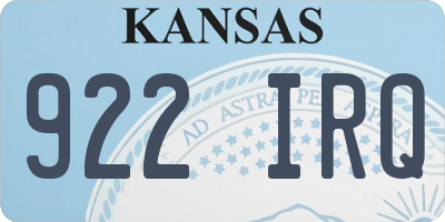 KS license plate 922IRQ