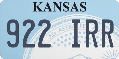 KS license plate 922IRR