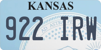 KS license plate 922IRW