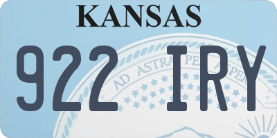 KS license plate 922IRY