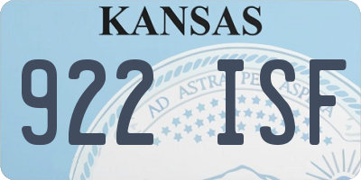 KS license plate 922ISF