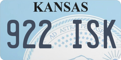 KS license plate 922ISK