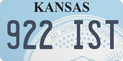 KS license plate 922IST
