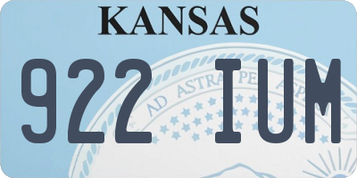KS license plate 922IUM