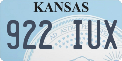 KS license plate 922IUX