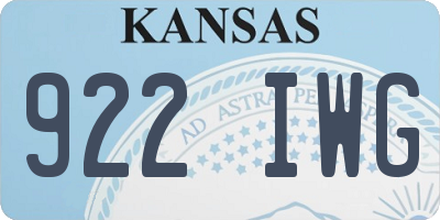 KS license plate 922IWG