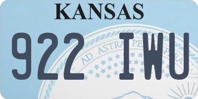 KS license plate 922IWU