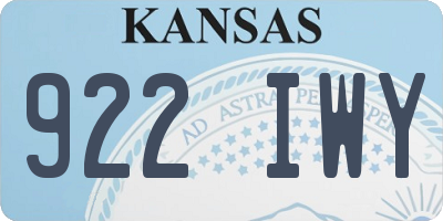 KS license plate 922IWY