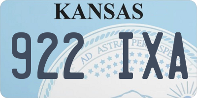 KS license plate 922IXA