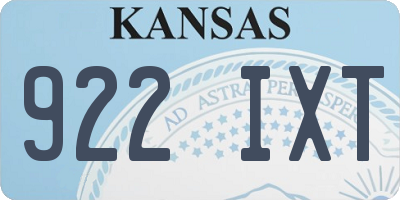 KS license plate 922IXT