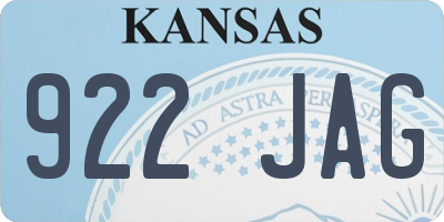 KS license plate 922JAG